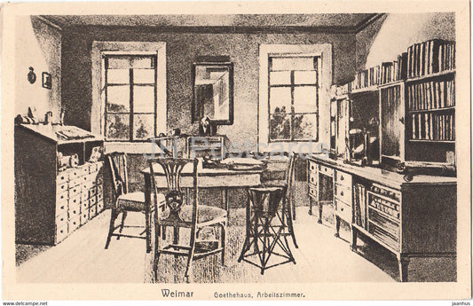 Weimar - Goethehaus - Arbeitszimmer - illustration - 600 - old postcard - Germany - unused - JH Postcards