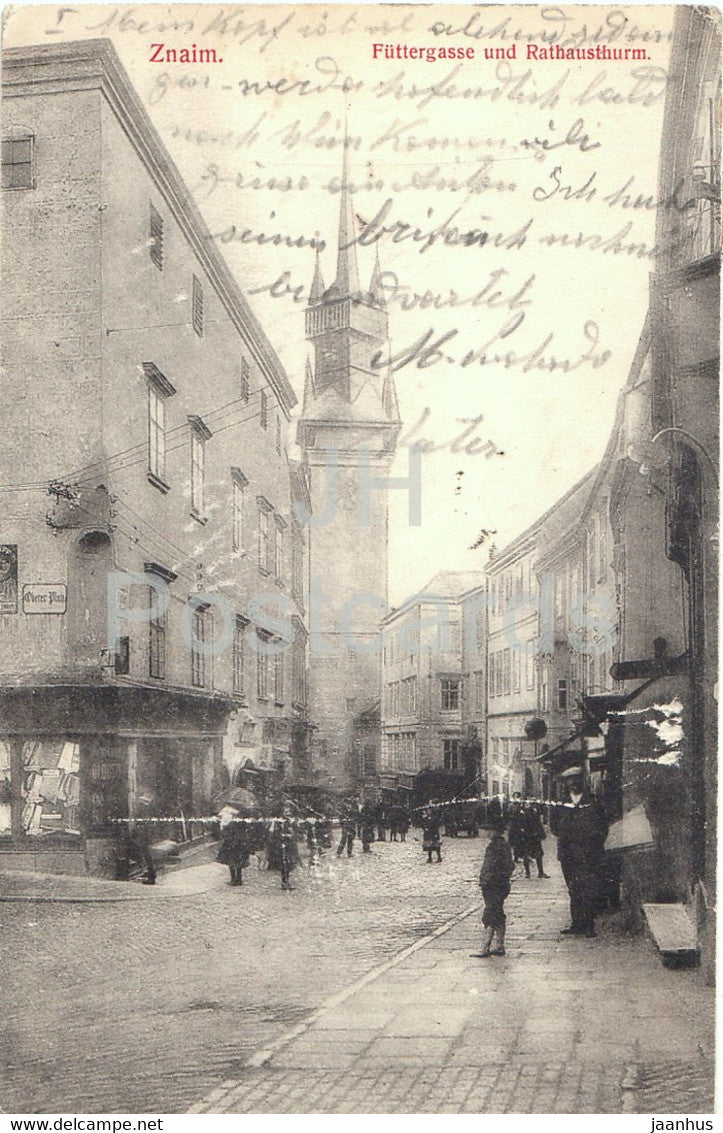 Znaim - Znojmo - Futtergasse und Rathausthurm - old postcard - 1920 - Czech Republic - Czechoslovakia - used - JH Postcards