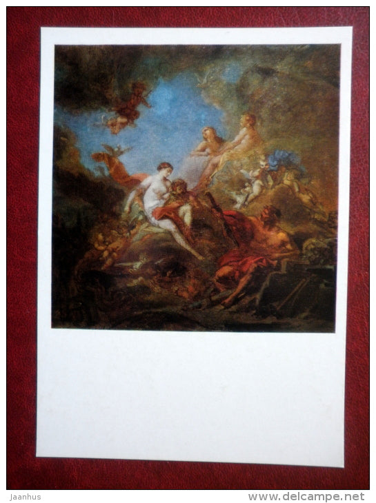 painting by François Boucher - Venus and Vulcan - french art - unused - JH Postcards