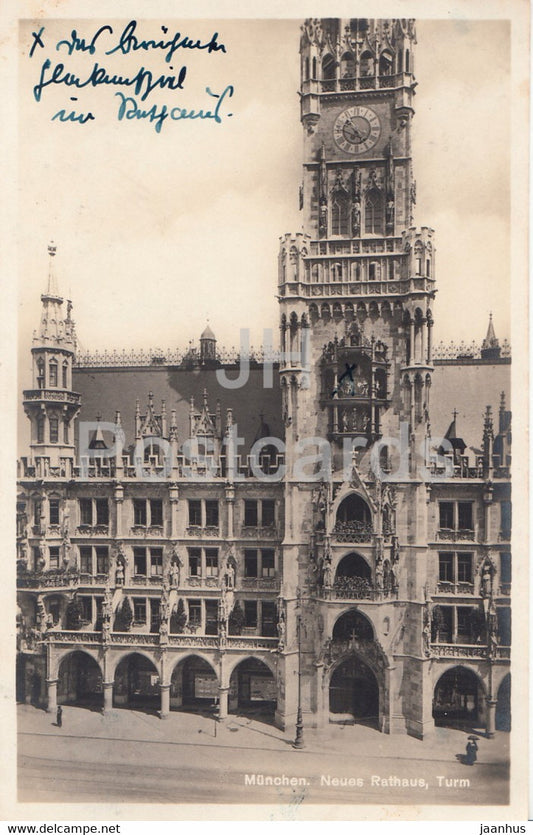 Munchen - Neues Rathaus - Turm - Munich - 143 - old postcard - 1929 - Germany - used - JH Postcards