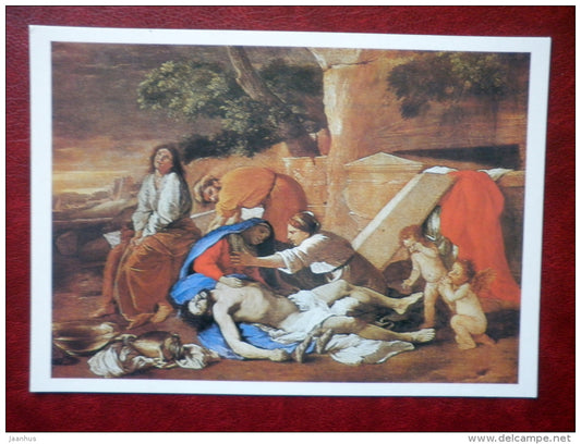 painting by Nicolas Poussin - Lamentation of Christ - french art - unused - JH Postcards