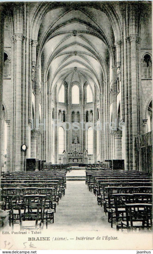 Braine - Interieur de L'Eglise - church - old postcard - France - unused - JH Postcards