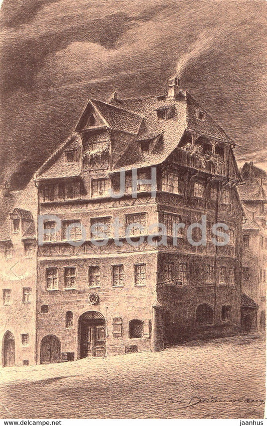 Nurnberg - Albrecht Durer Haus - illustration - Nuremberg - old postcard - Germany - used - JH Postcards