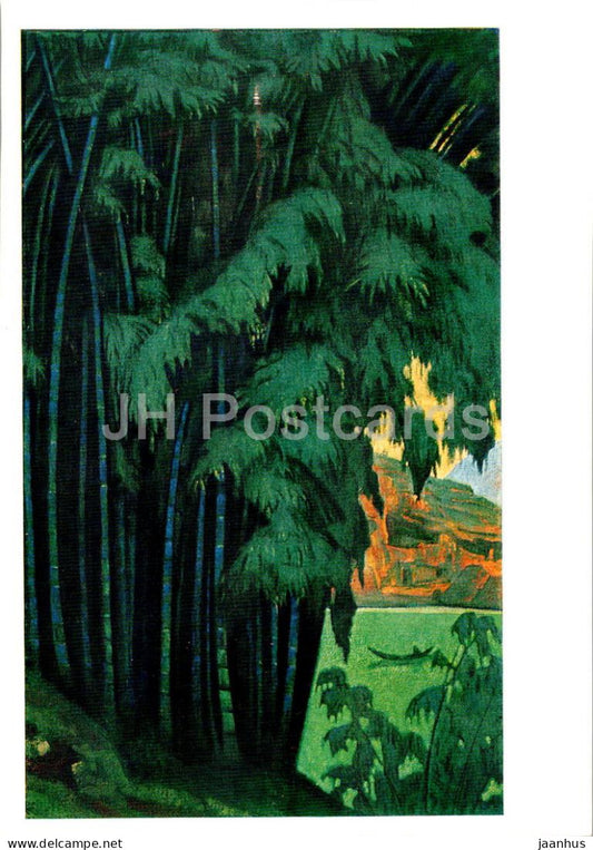 painting by N. Roerich - Ashram . Ceylon . Sri Lanka - Russian art - 1974 - Russia USSR - unused - JH Postcards