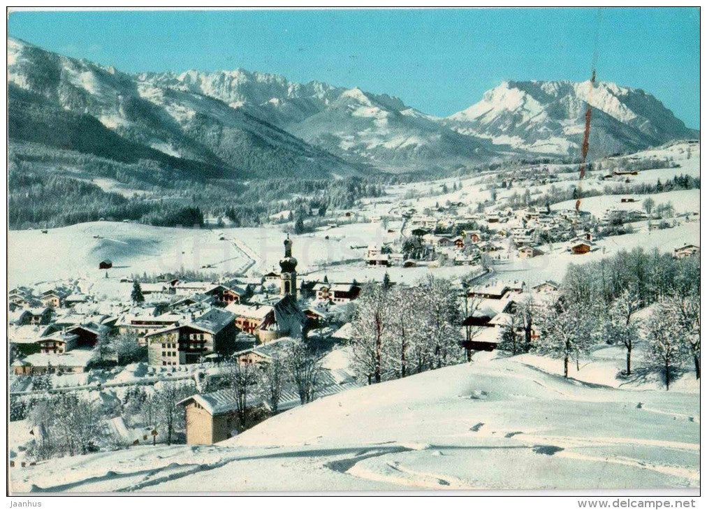 Wintersportplatz Reit im Winkl mit Kaisergebirge 2344 m - Germany - 1973 gelaufen - JH Postcards