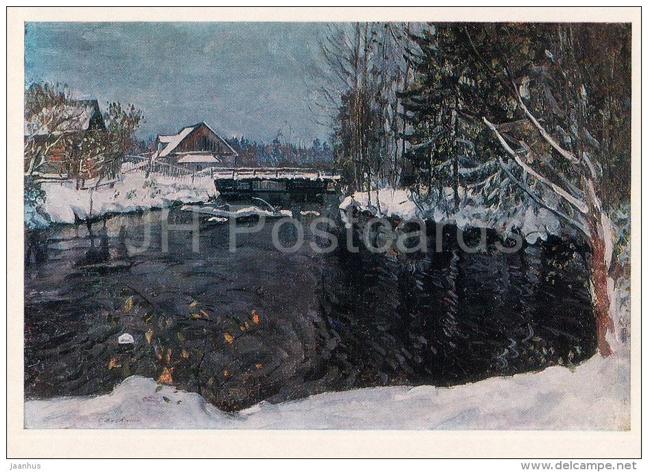 painting by S. Zhukovsky - The First Snow , 1916 - Russian art - 1976 - Russia USSR - unused - JH Postcards