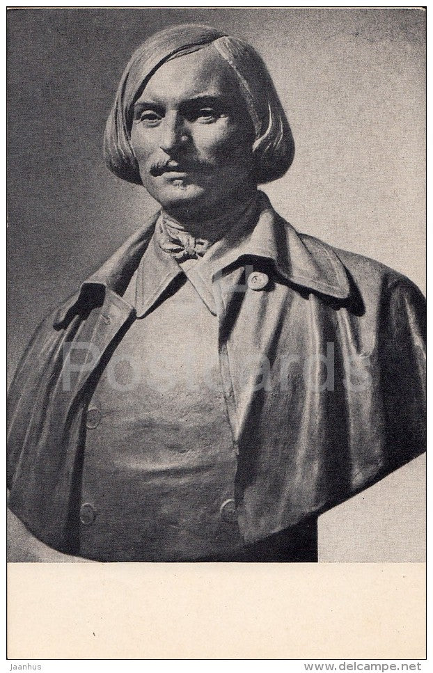 sculpture by N. Tomsky - Russian writer N. Gogol - Russian art - 1952 - Russia USSR - unused - JH Postcards