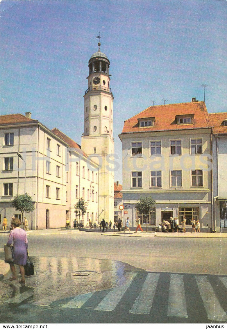 Olesnica - market square - town hall - 1978 - Poland - used - JH Postcards