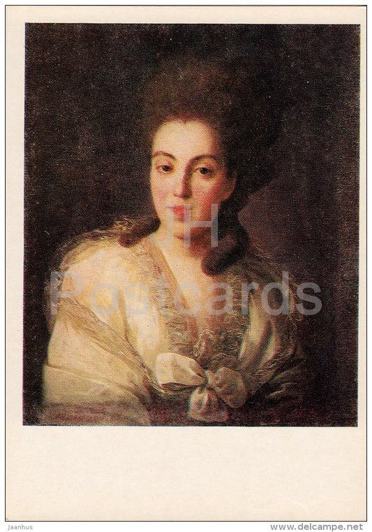 painting by F. Rokotov - Portrait of A. Golitsyna , 1777 - woman - Russian art - 1979 - Russia USSR - unused - JH Postcards