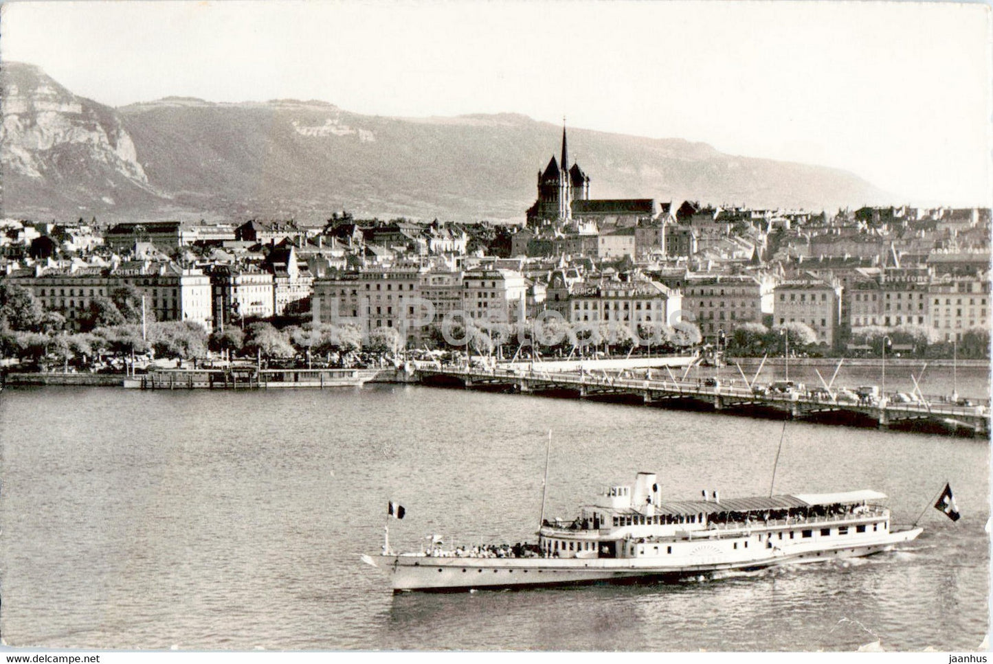 Geneva - Geneve - Vue Generale - ship - 1 - 7056 - old postcard - Switzerland - used - JH Postcards