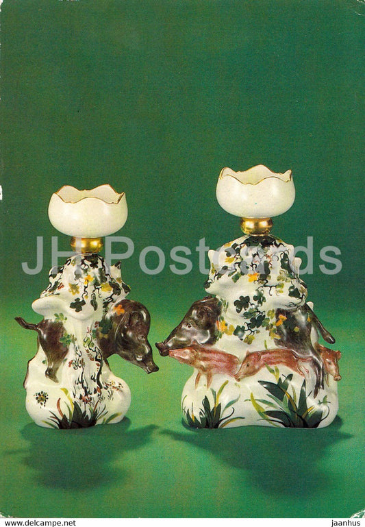 Schauhalle Porzellansammlung - Leuchter zur Jagdservice - Chandelier - Meissen - porcelain - Germany DDR - unused - JH Postcards