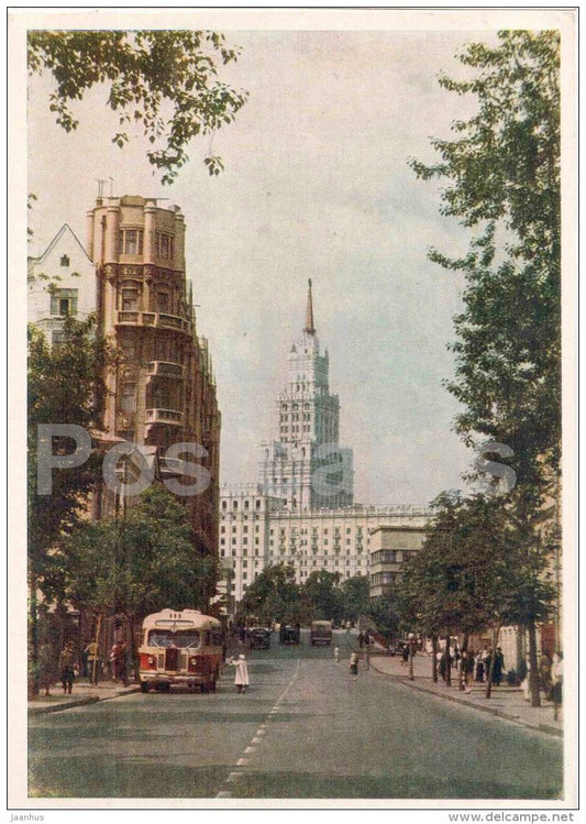 Novaya Basmannaya street - bus - Moscow - 1956 - Russia USSR - unused - JH Postcards