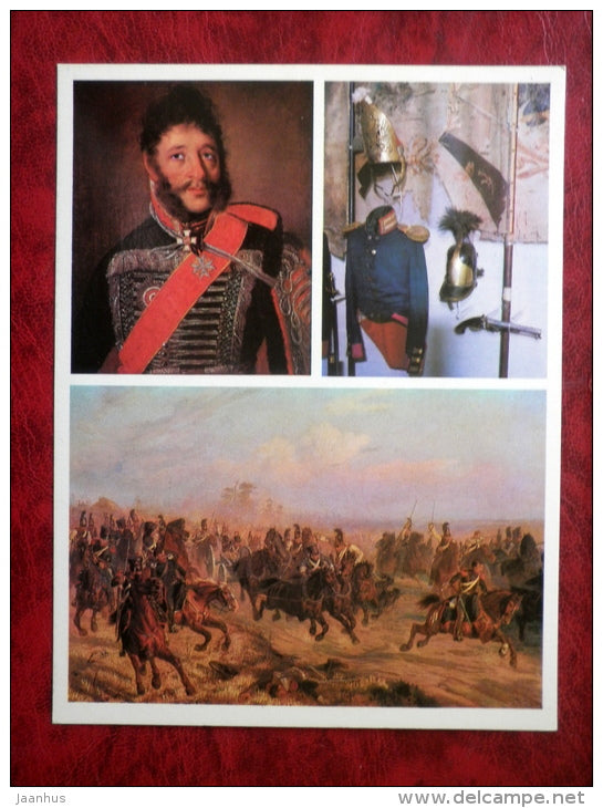 Battle of Borodino - maxi card - general Kulnyev - painting - uniform - 1980 - Russia USSR - unused - JH Postcards