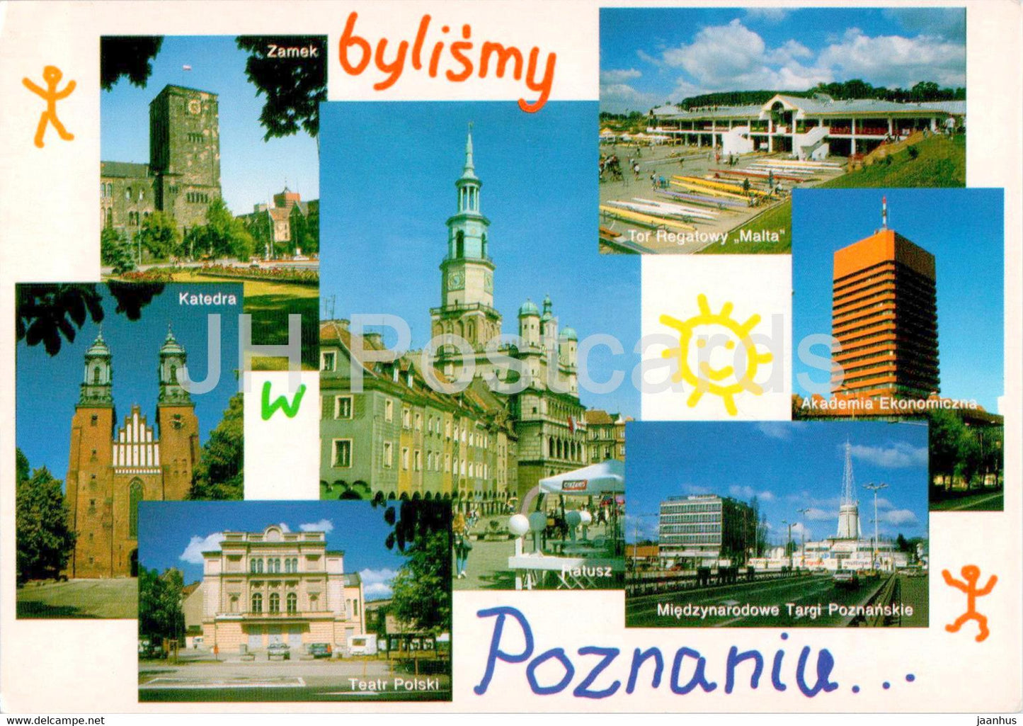 Poznan - Imperial castle - Regatta course Malta - Cathderal - Town Hall - Polish Theatre - multiview - Poland - unused - JH Postcards