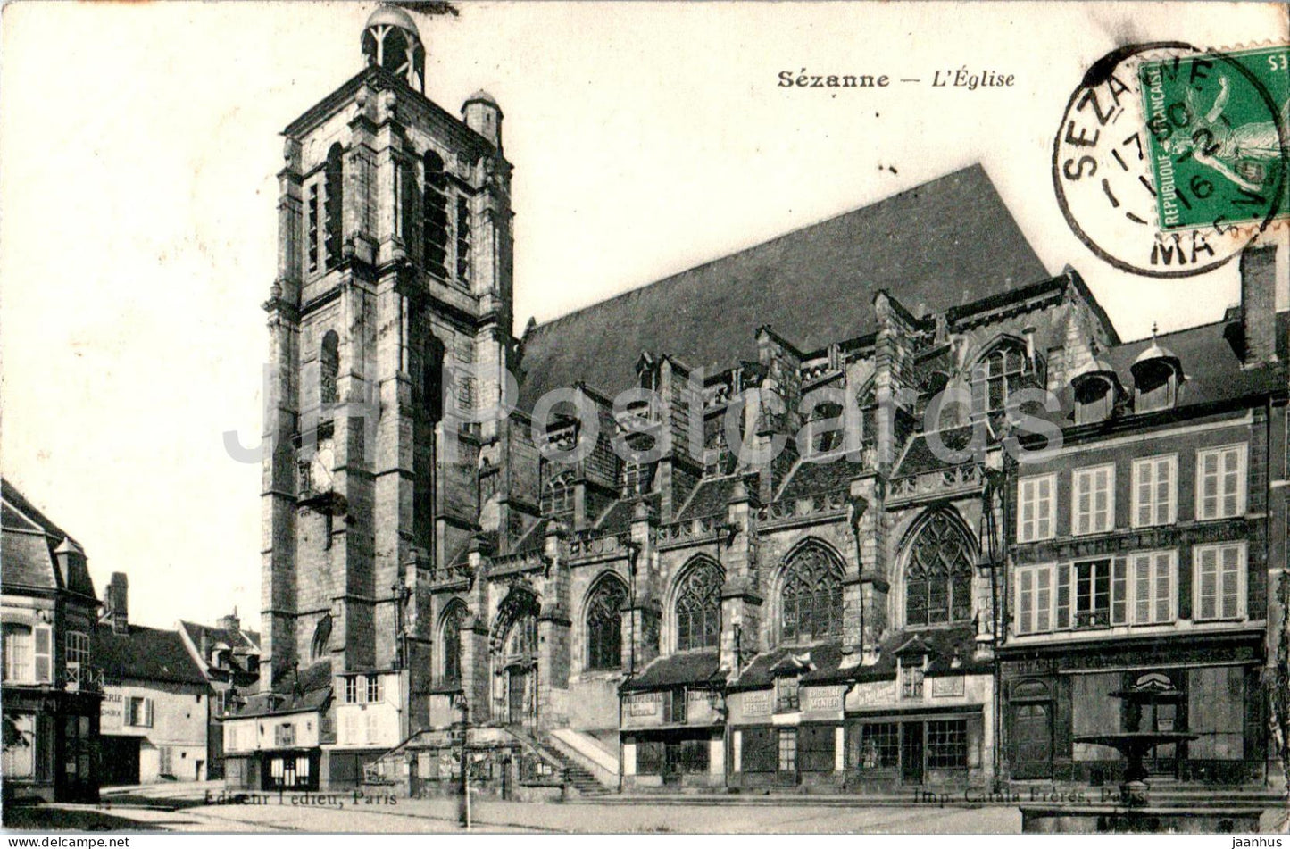 Sezanne - L'Eglise - church - old postcard - 1916 - France - used - JH Postcards