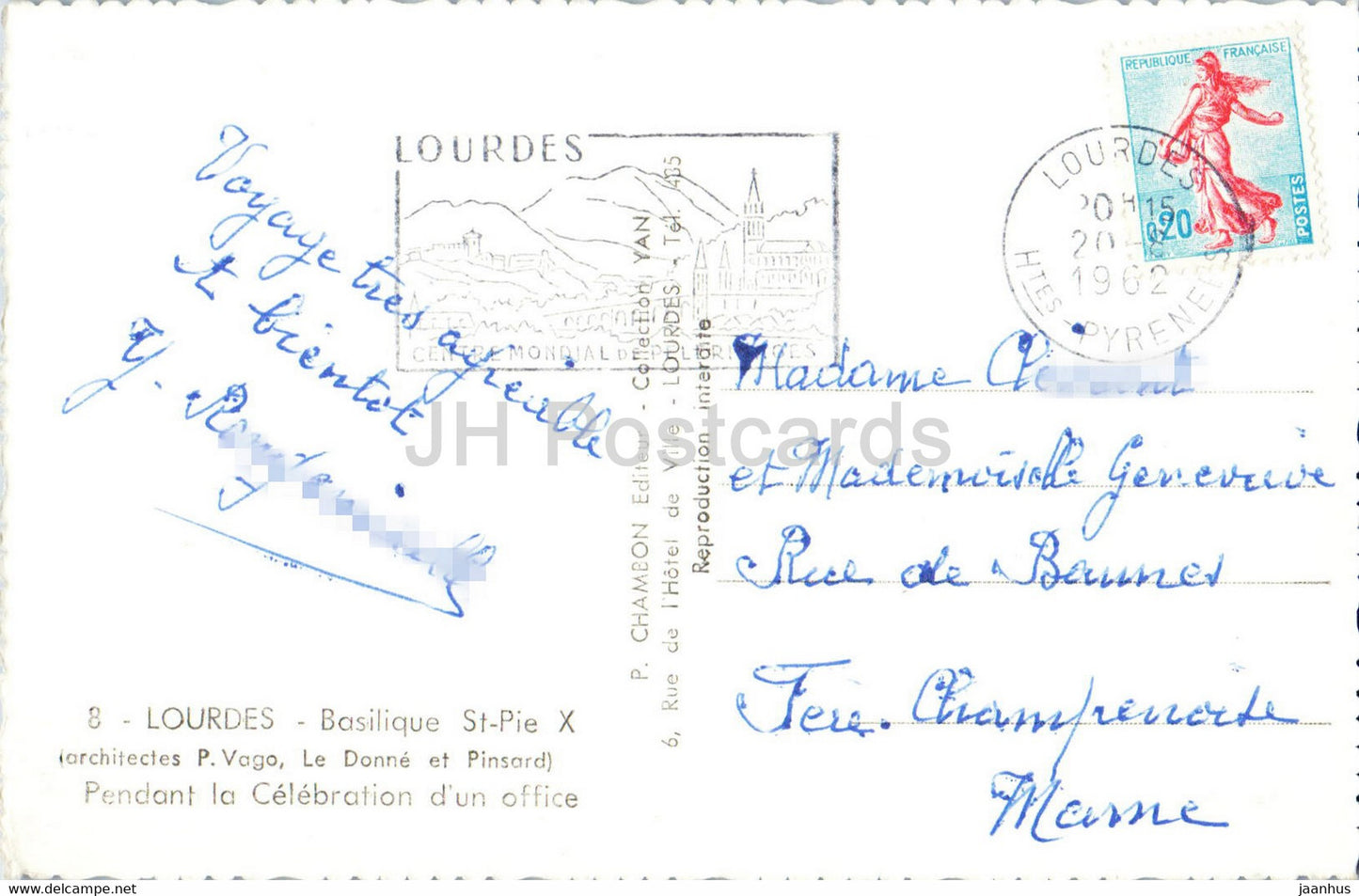 Lourdes – Basilique St Pie X – Pendant la Celebration d'un office – 8 – 1962 – Frankreich – gebraucht