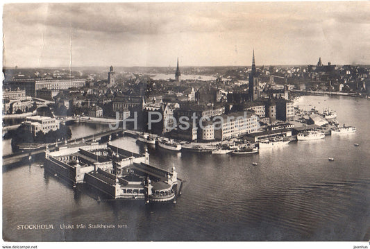 Stockholm - Utskit fran Stadshusets torn - old postcard - 1919 - Sweden - used - JH Postcards