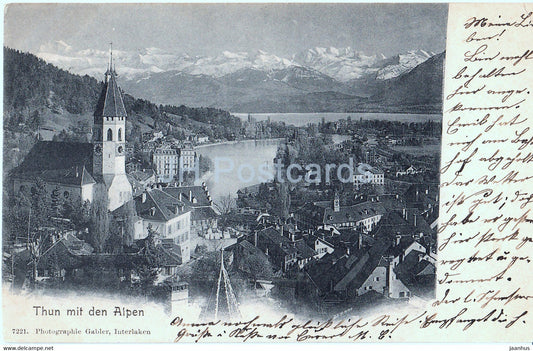 Thun mit den Alpen - 7221 - old postcard - 1902 - Switzerland - used - JH Postcards