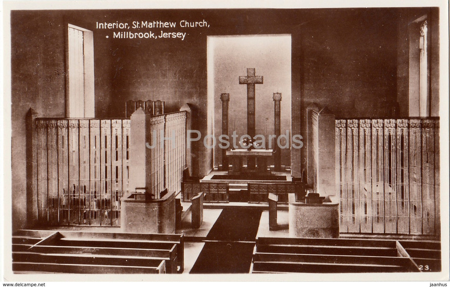 Millbrook - Interior, St. Matthew Church - 23- 1966 - United Kingdom - Channel Islands - Jersey - used - JH Postcards