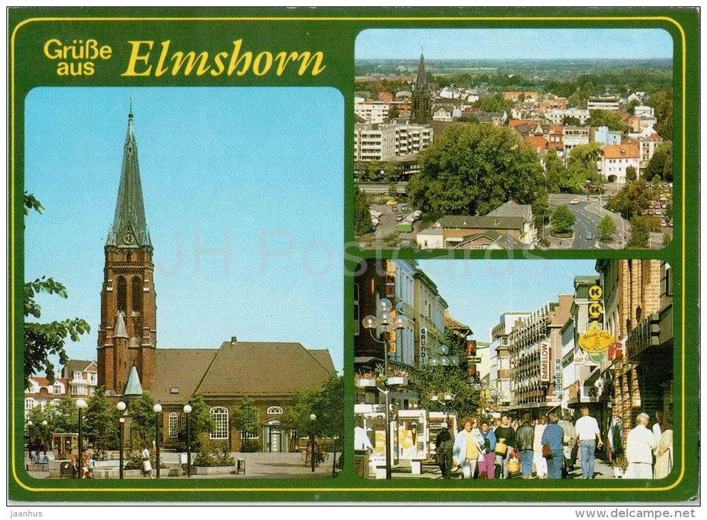 Grüsse aus Elmshorn , Holstein - church - 2200 - Germany - 1988 gelaufen - JH Postcards