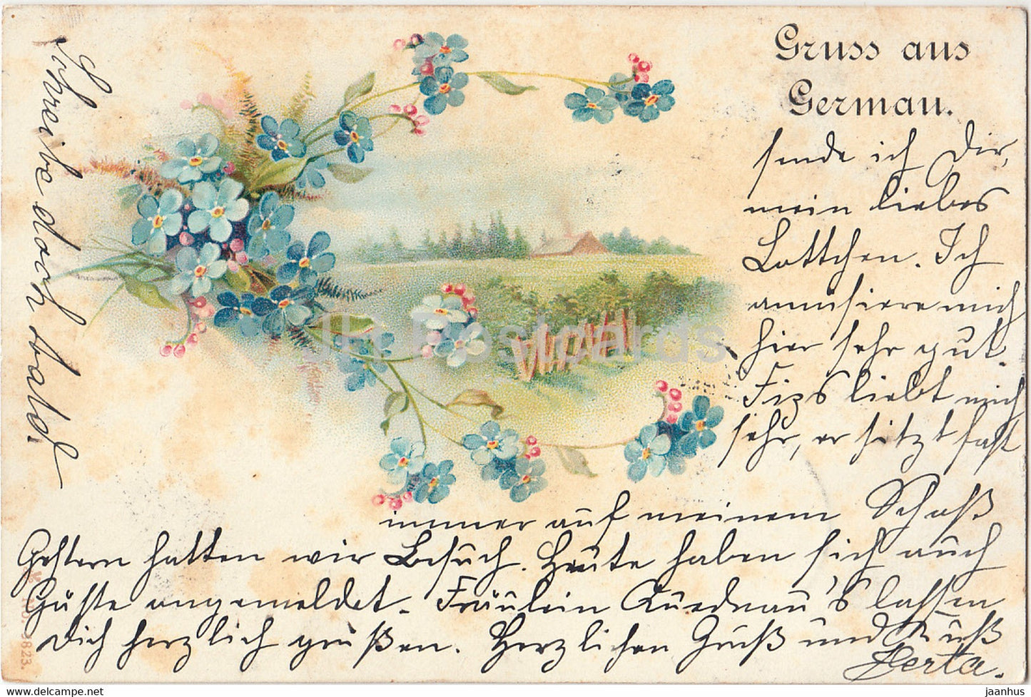 Gruss aus German - illustration - old postcard - 1902 - Germany - used - JH Postcards