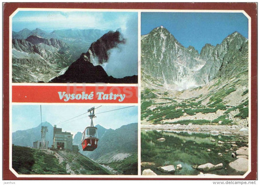 cable car - Zelena plesa valley - Skalnate Pleso - Lomnicky peak - High Tatras - Czechoslovakia - Slovakia - used - JH Postcards