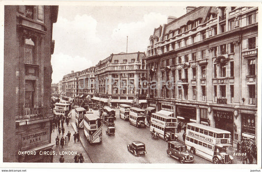 London - Oxford Circus - Valentine - car - bus - 220152 - old postcard - England - United Kingdom - unused - JH Postcards