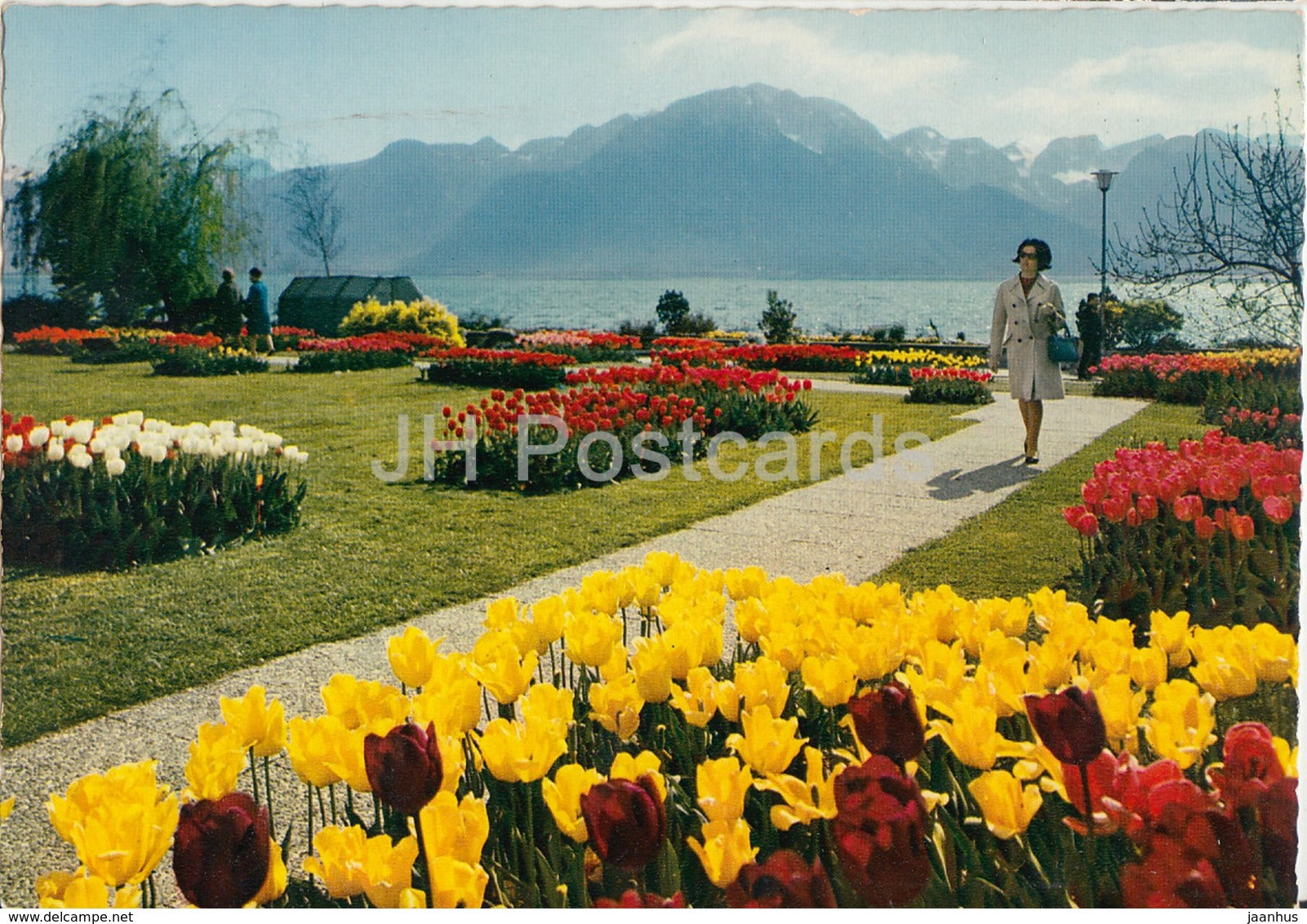 Montreux - Les Quais Fleuris - woman - 1884 - Switzerland - unused - JH Postcards