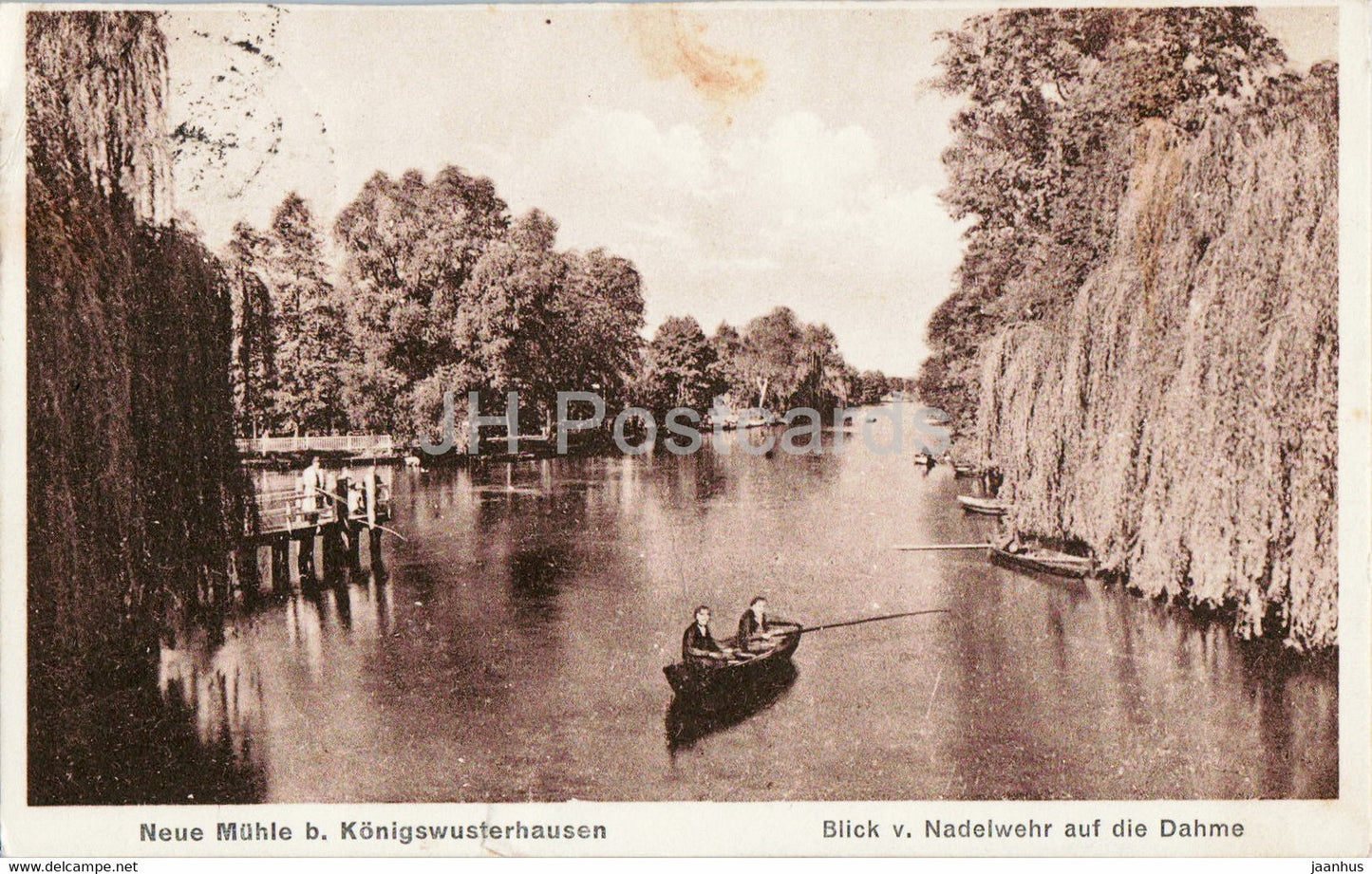 Neue Muhle b Konigswusterhausen - Blick v Nadelwehr auf die Dahme - boat - old postcard - 1930 - Germany - used - JH Postcards