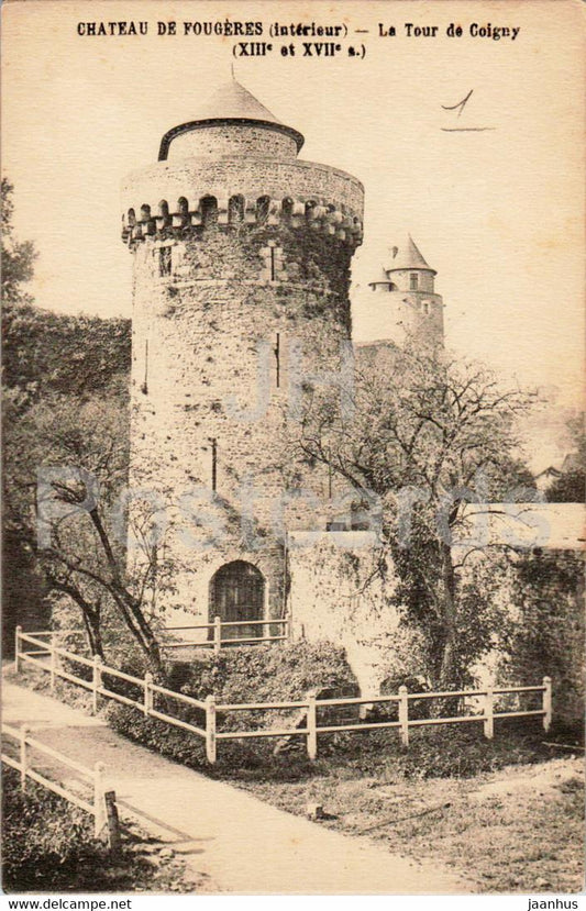 Chateau de Fougeres - La Tour de Coigny - castle - old postcard - France - used - JH Postcards