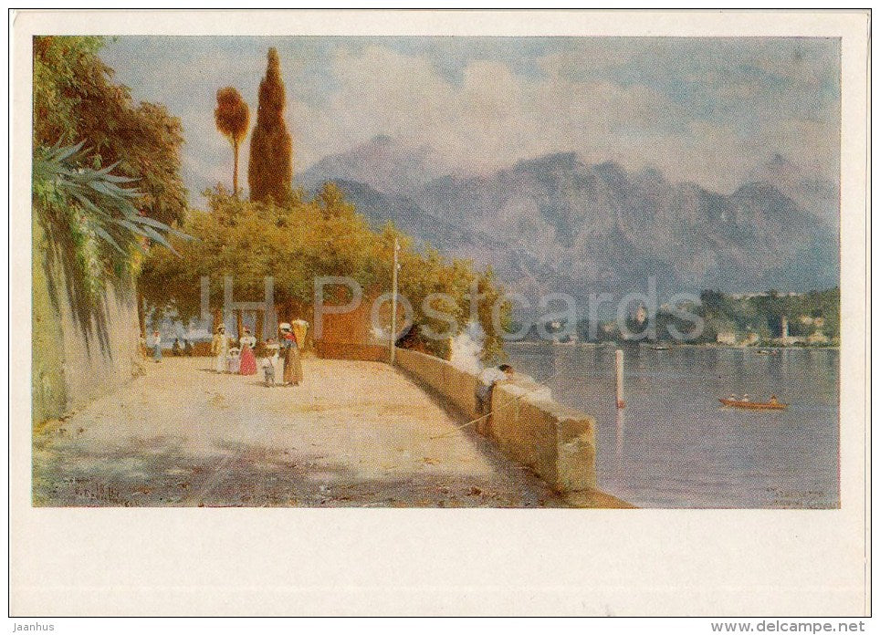 painting by F. Bronnikov - Lake Como , 1897 - Russian art - 1976 - Russia USSR - unused - JH Postcards