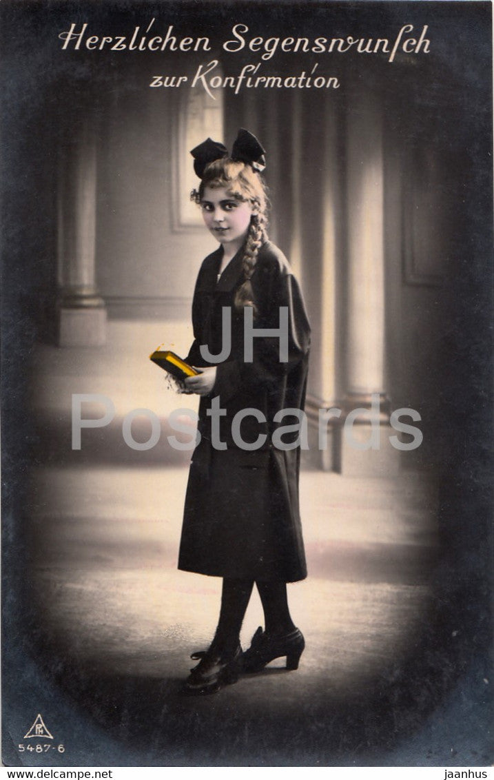 Greeting Card - Herzlichen Segenswunsch zur Konfirmation - young woman - PH 5487-6 - old postcard - Germany - used - JH Postcards