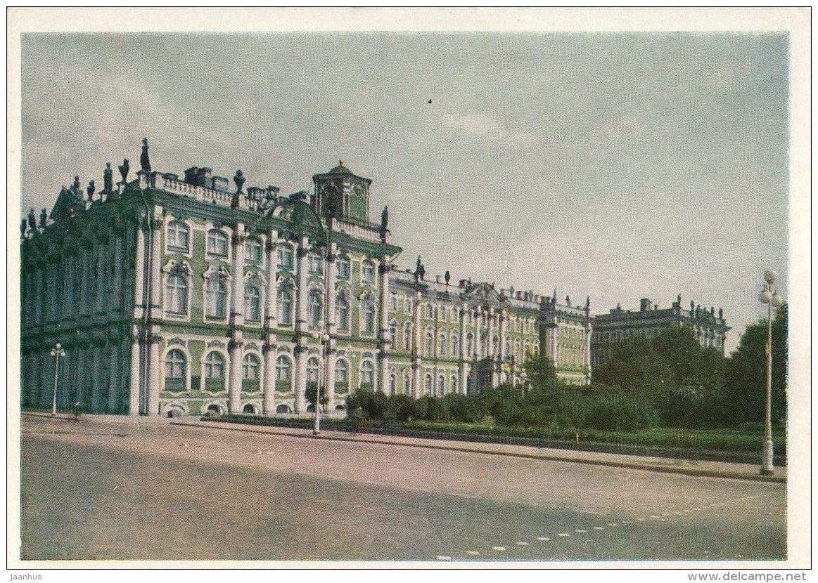 Winter Palace - View from Palace Bridge - Hermitage - St. Petersburg - Leningrad - Russia USSR - 1963 - unused - JH Postcards