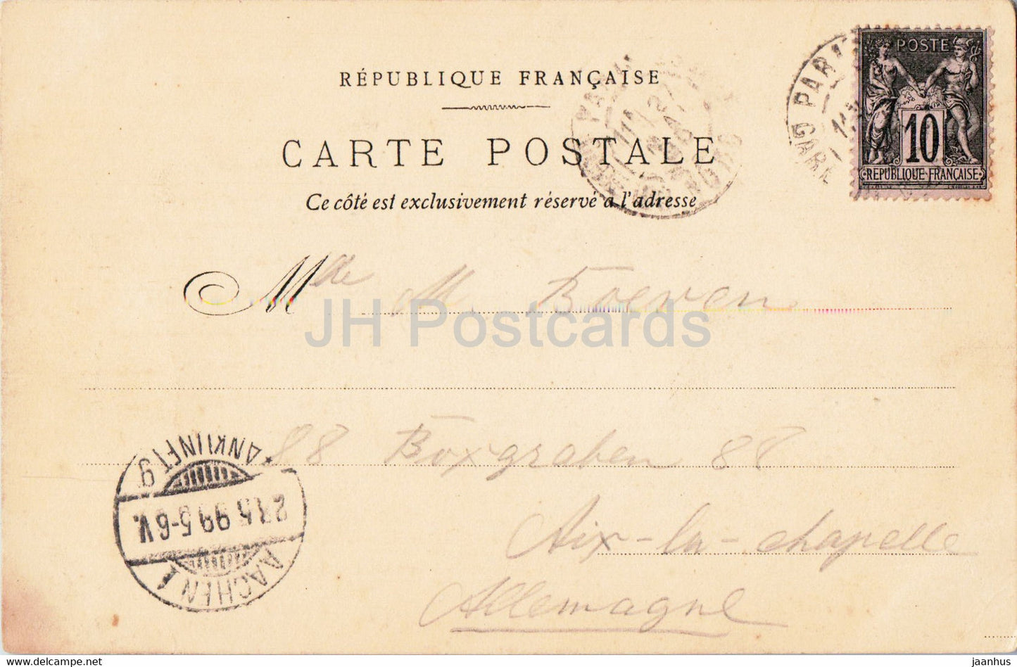 Paris - Tour Eiffel - Schiff - alte Postkarte - 1899 - Frankreich - gebraucht