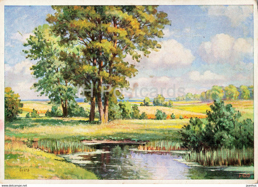 painting by Ewers - Sommertag - Summer Day - old postcard - Germany - unused - JH Postcards