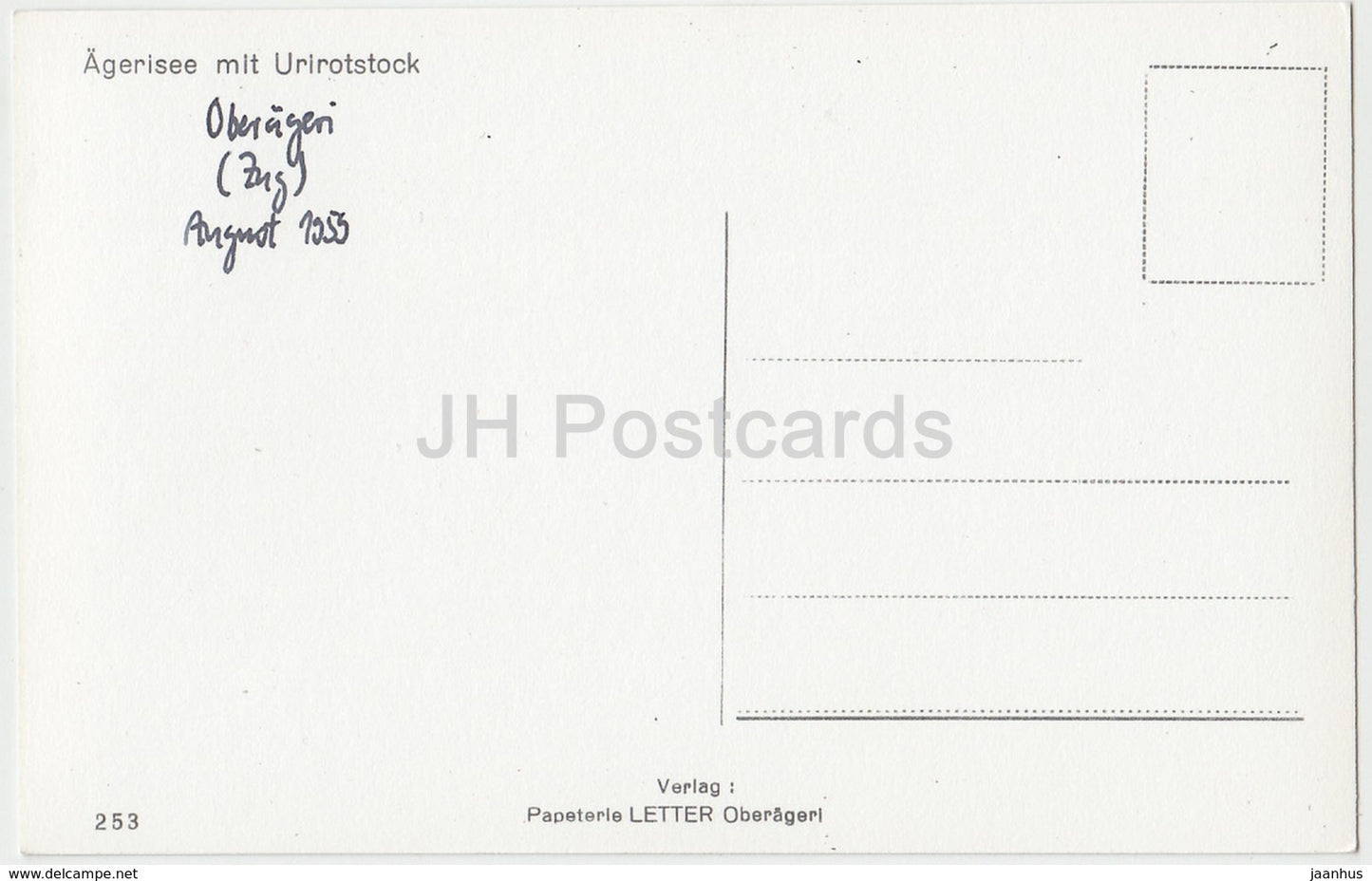 Agerisee mit Urirotstock - 253 - Switzerland - 1959 - used