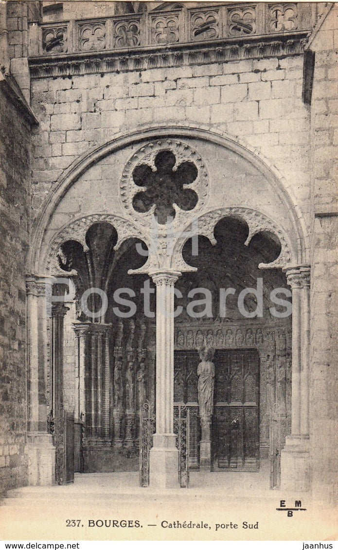 Bourges - Cathedrale - Porte Sud - cathedral - 237 - old postcard - France - unused - JH Postcards