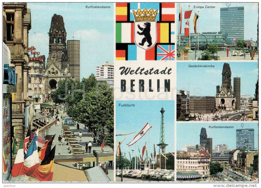 Weltstadt Berlin - Kurfürstendamm - Funkturm - Europa Center - gelaufen - JH Postcards