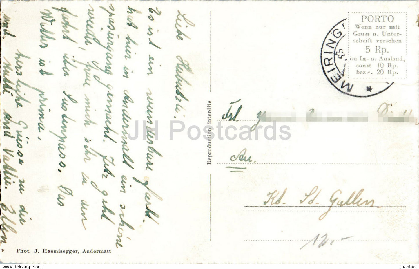 Andermatt gegen Furka - 1038 - old postcard - Switzerland - used