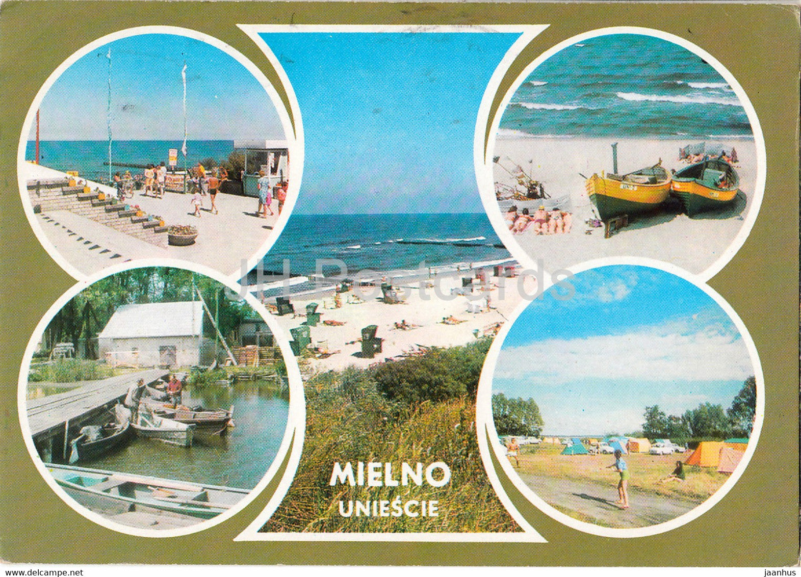 Mielno - Uniescie - beach - boat - multiview - 1987 - Poland - used - JH Postcards