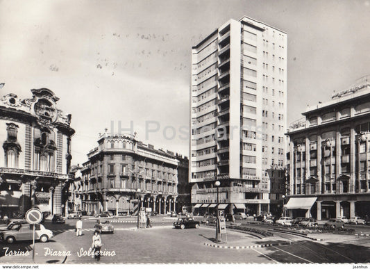 Torino - Turin - Piazza Solferino - square - car - 1963 - Italy - used - JH Postcards