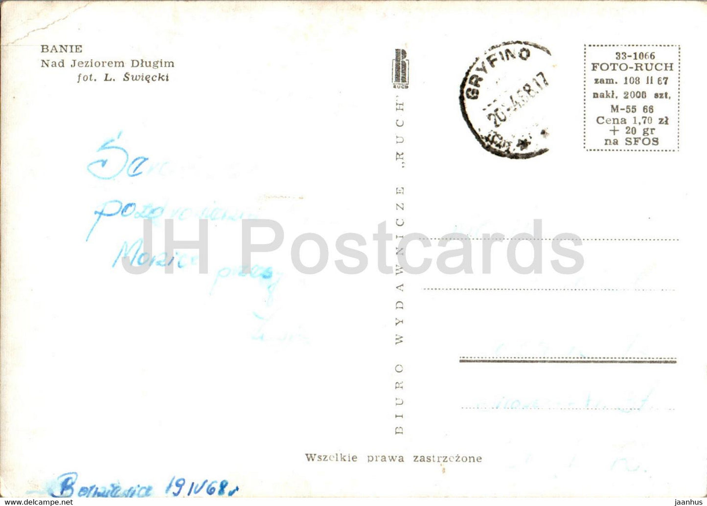 Banie - Nad Jeziorem Dlugim - lake - 1968 - Poland - used