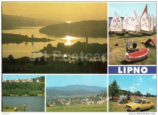 Lipno - Frymburk - Horni Plana - camping site Karlak - sailing boats - Czechoslovakia - Slovakia - unused - JH Postcards