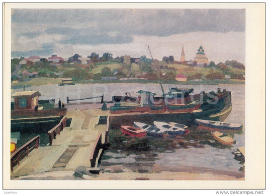 painting by A. Trofimov - Before the Storm - boat - Russian art - Russia USSR - 1976 - unused - JH Postcards