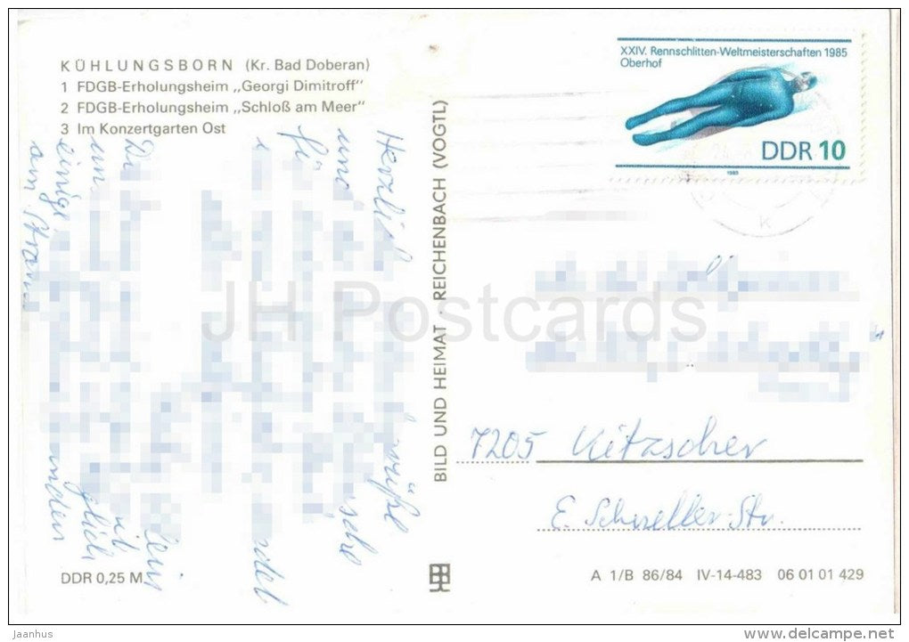 Gruss aus Ostseebad Kühlungsborn - FDGB-Erholungsheim Georgi Dimitroff , Schloss am Meer - Germany - 1985 gelaufen - JH Postcards