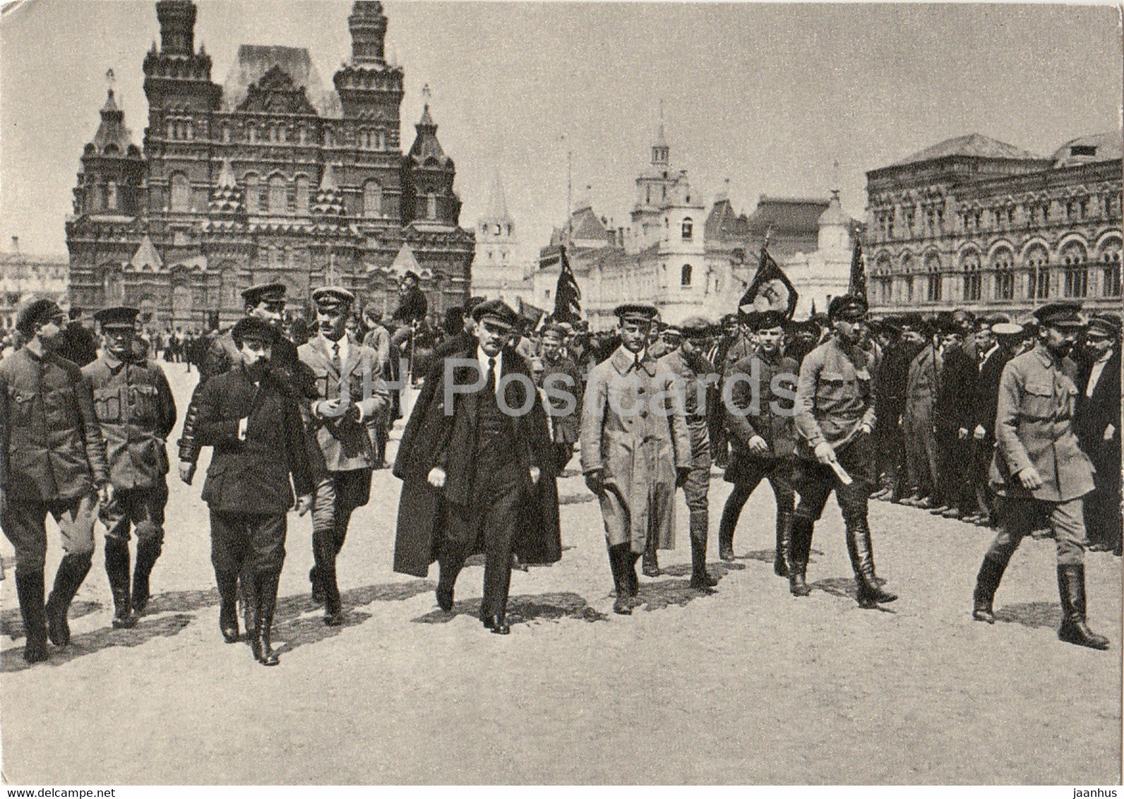 Vladimir Lenin - Lenin and a group of commanders review Universal Military Training , 1919 - 1965 - Russia USSR - unused - JH Postcards