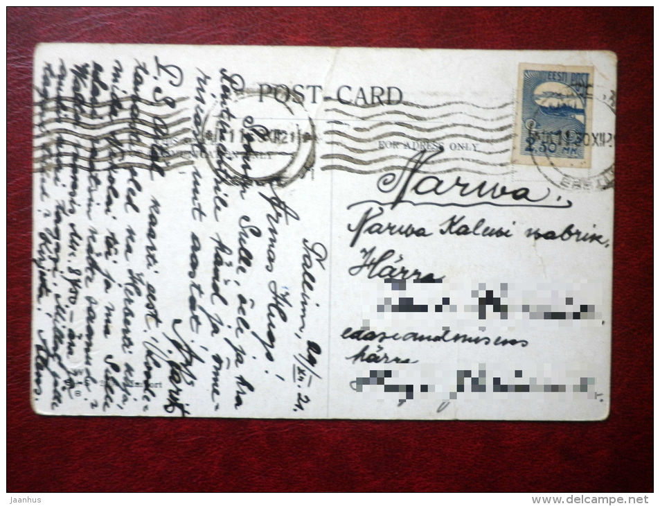 New Year Greeting Card - champagne - WSSB - nice stamp - circulated in 1921 in Estonia - Germany - used - JH Postcards