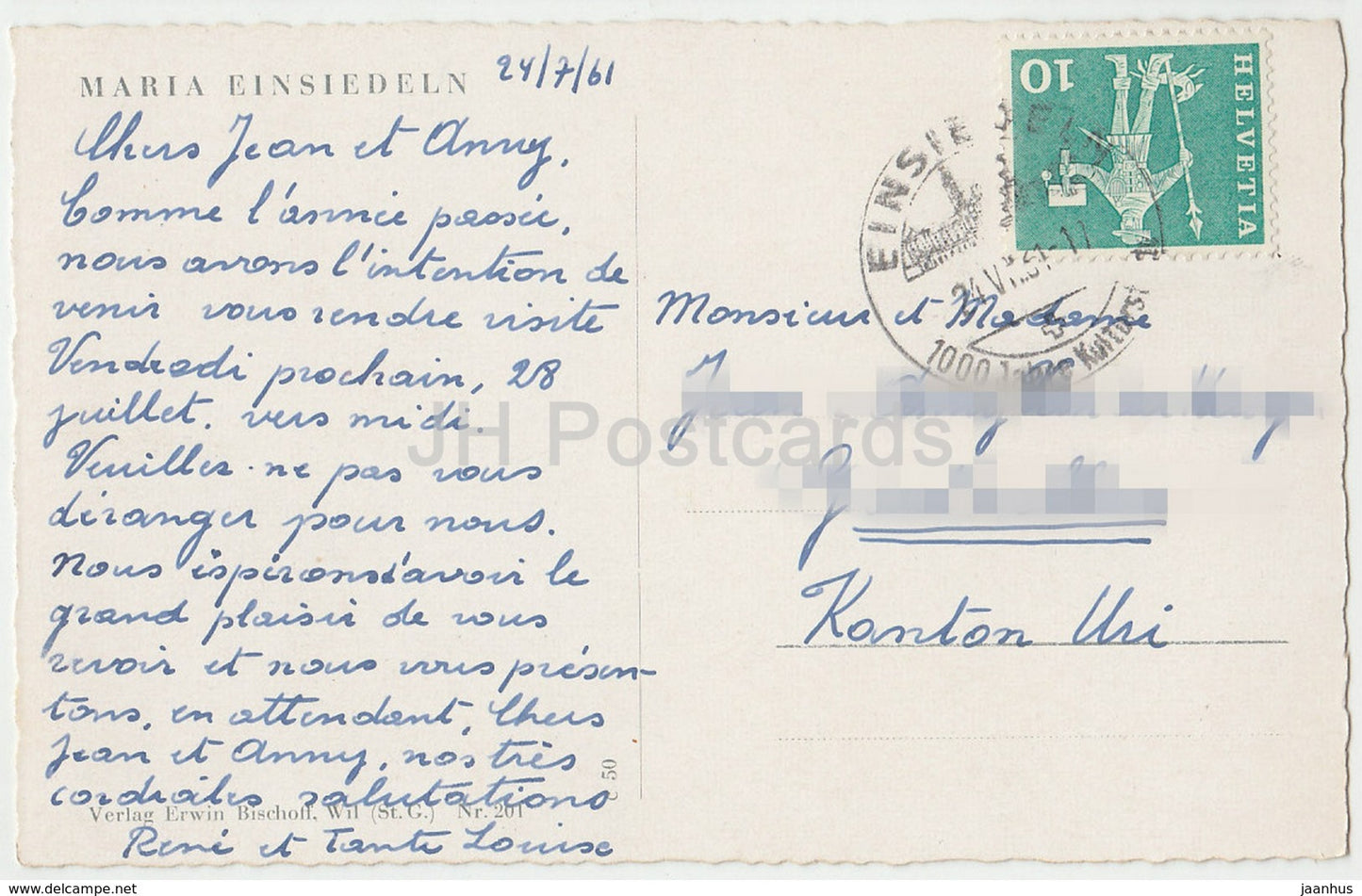 Maria Einsiedeln - 201 - Switzerland - 1961 - used