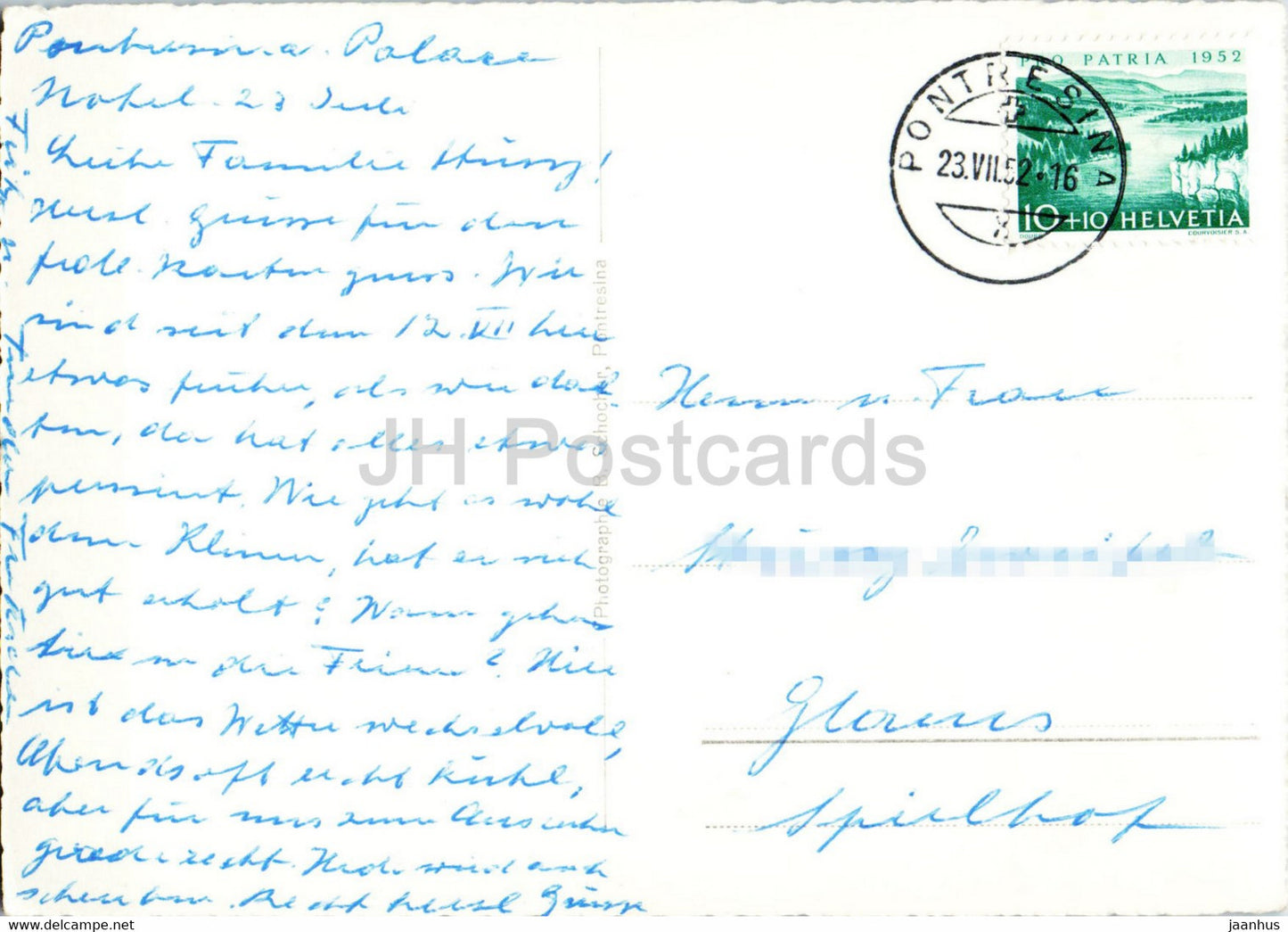 Piz Palu 3912 m - 1093 - old postcard - 1952 - Switzerland - used