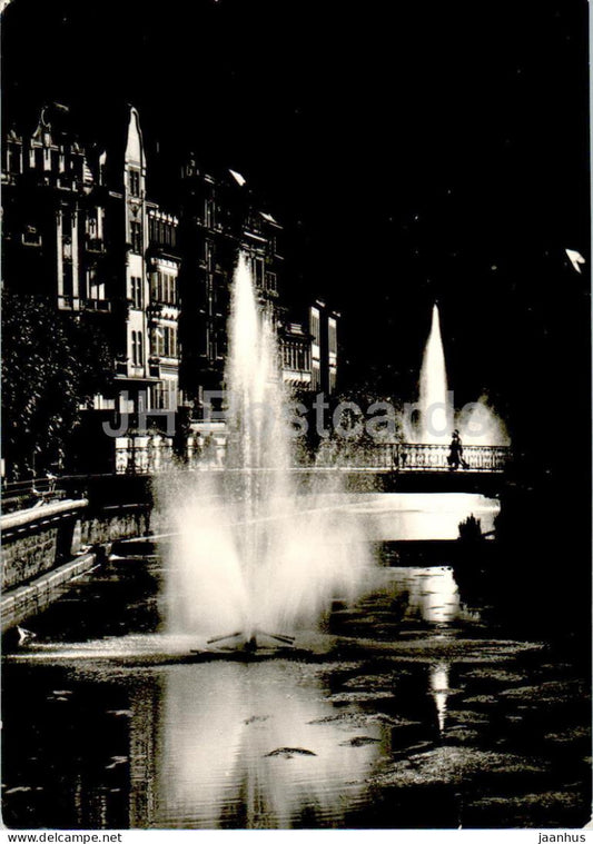 Karlovy Vary - Vecer v lazenske ctvrti - View of the Spa in the evening - 1967 - Czech Republic - Czechoslovakia - used - JH Postcards